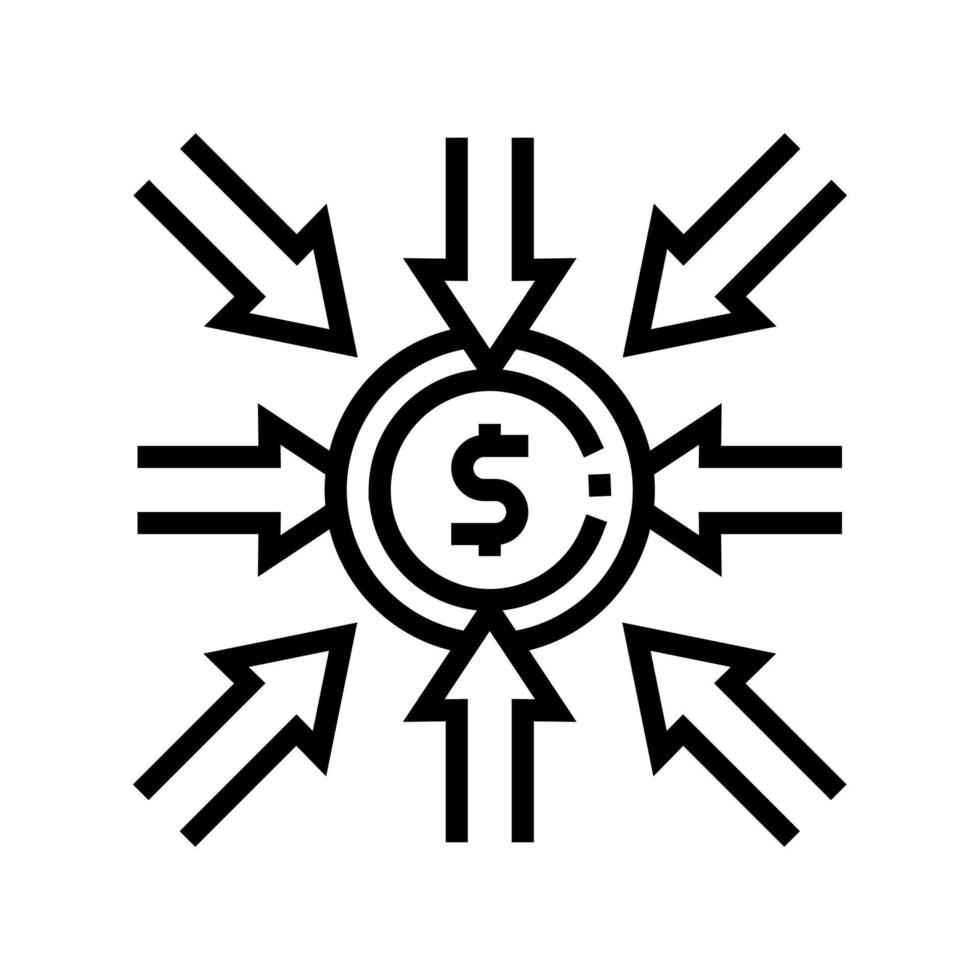 ilustración de vector de icono de línea de dinero de ingresos