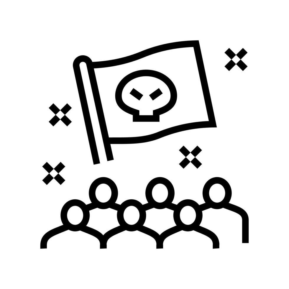 piratas niños fiesta línea icono vector ilustración