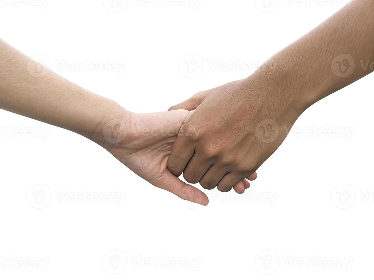 Image of a couple holding hands on a white background photo