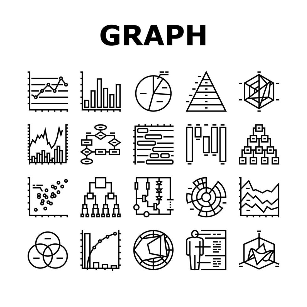 Graph For Analyzing And Research Icons Set Vector