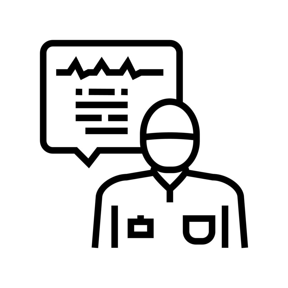 anesthesiologist monitoring heart rate line icon vector illustration