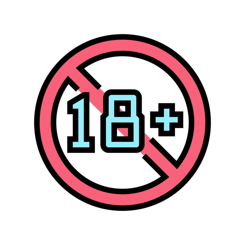 18 age restriction color icon vector illustration