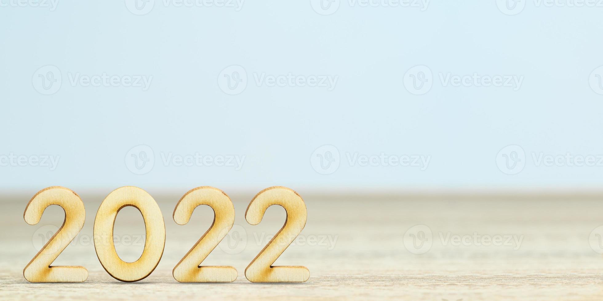 Numeric new year 2022 on table photo