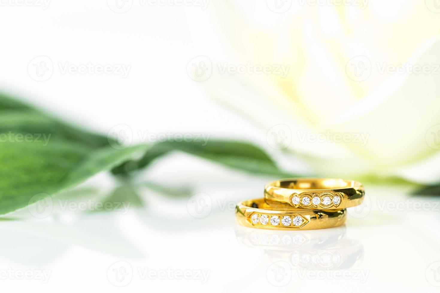 Close up Wedding ring on white photo