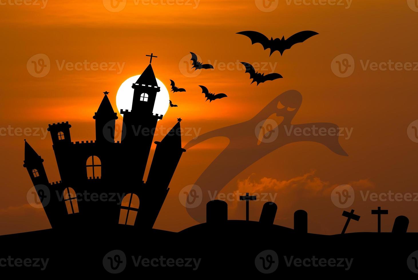 Castle in Halloween night photo