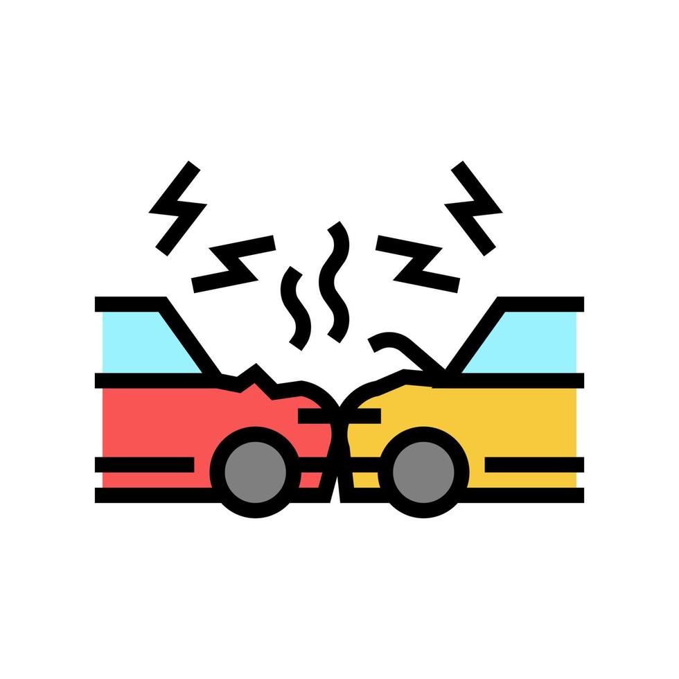 Ilustración de vector de icono de color de accidente de coches