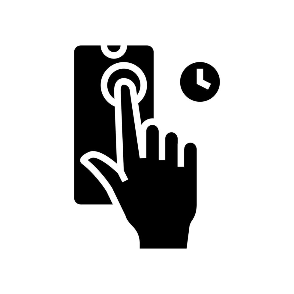 press and holding phone display glyph icon vector illustration