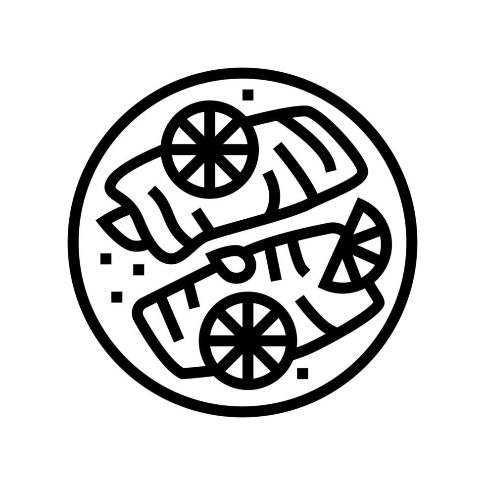 cooked lemon salmon line icon vector illustration