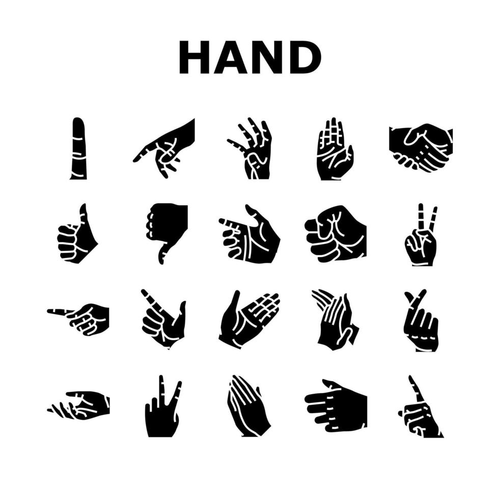 gesto de la mano y gesticular iconos conjunto vector