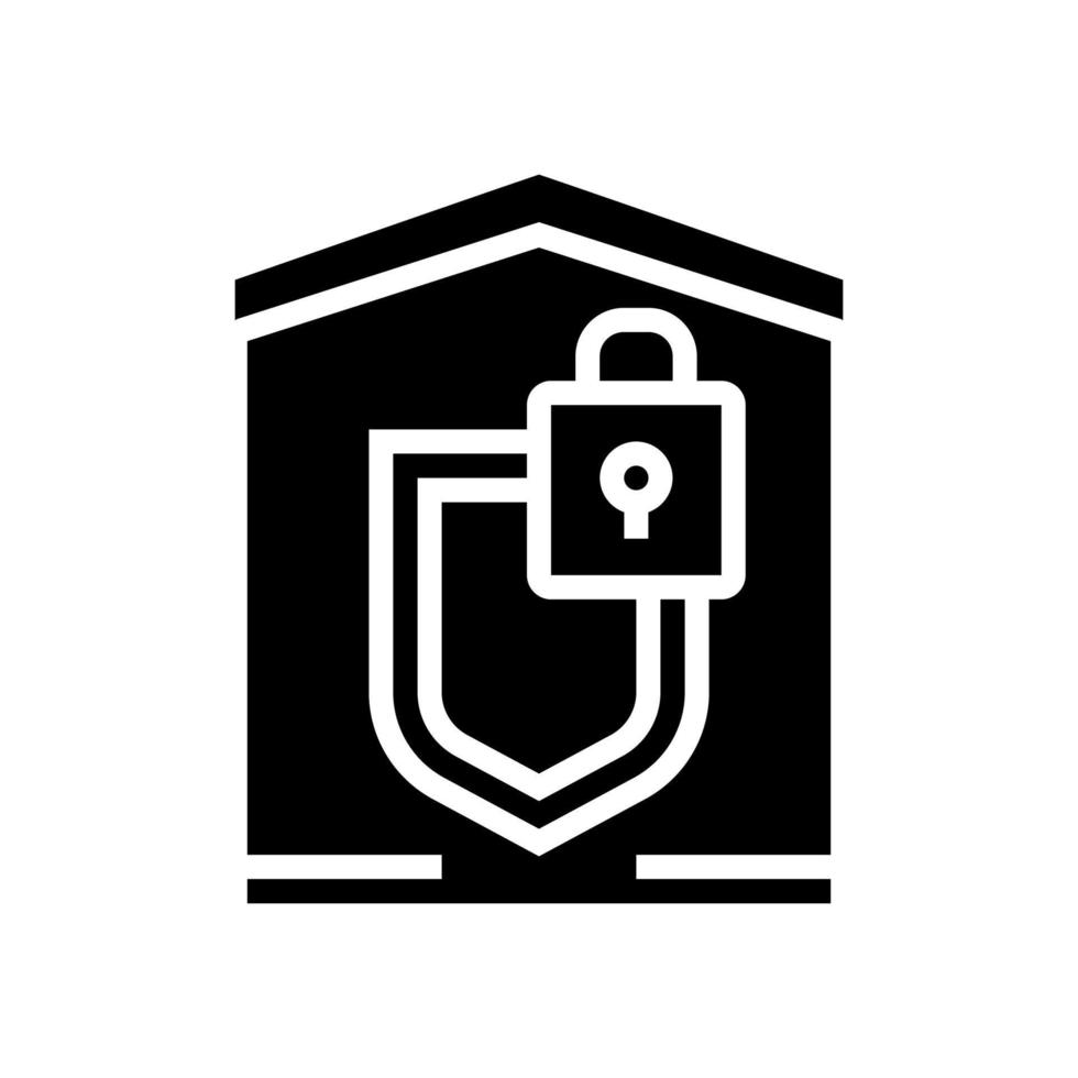 building padlock security glyph icon vector isolated illustration