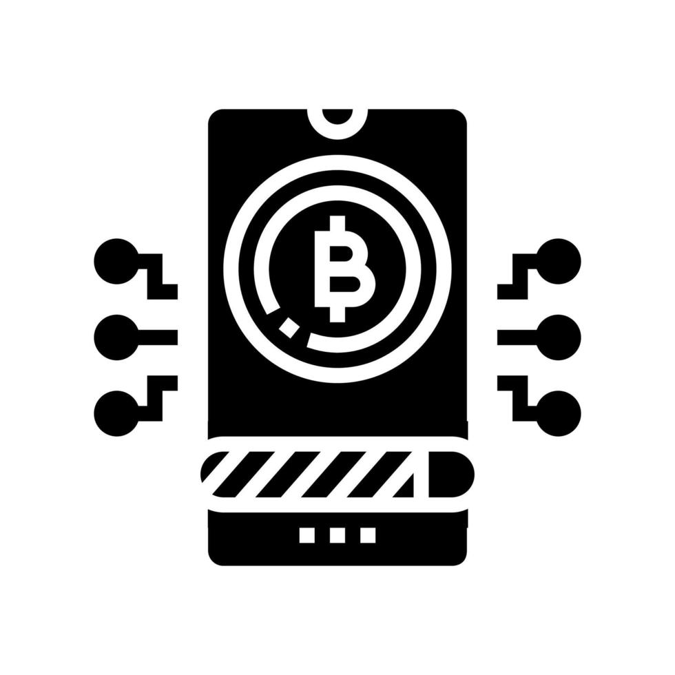 payment cryptocurrency phone app glyph icon vector illustration