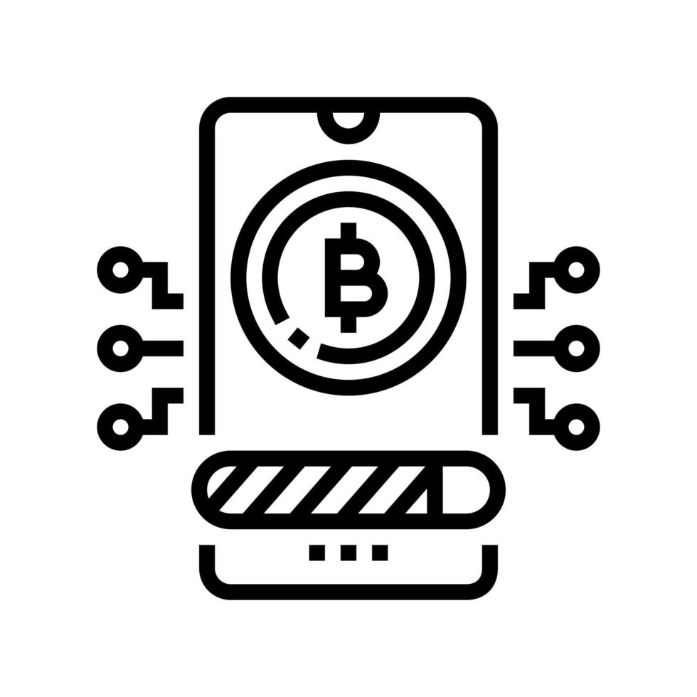 payment cryptocurrency phone app line icon vector illustration