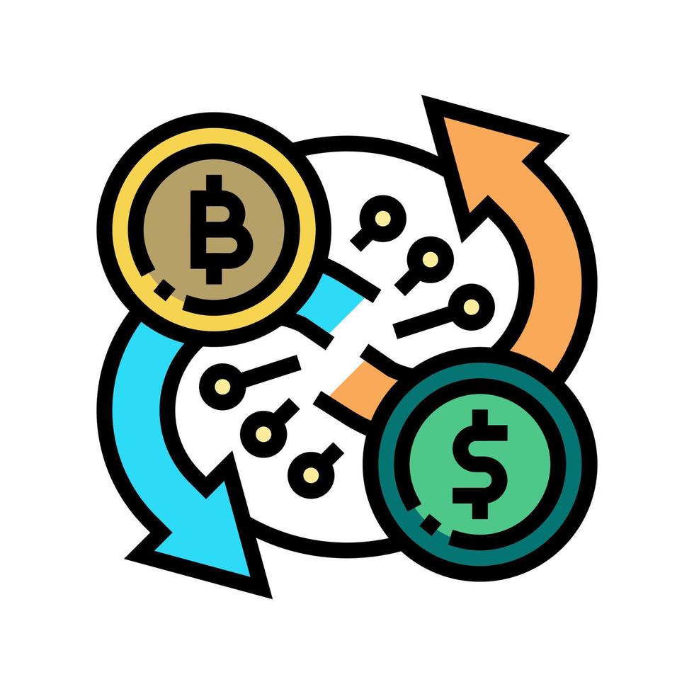 exchange cryptocurrency color icon vector illustration