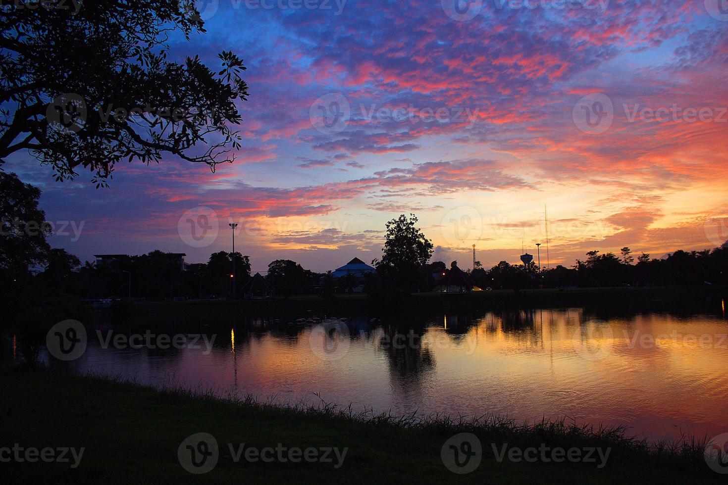 public park at sunset photo