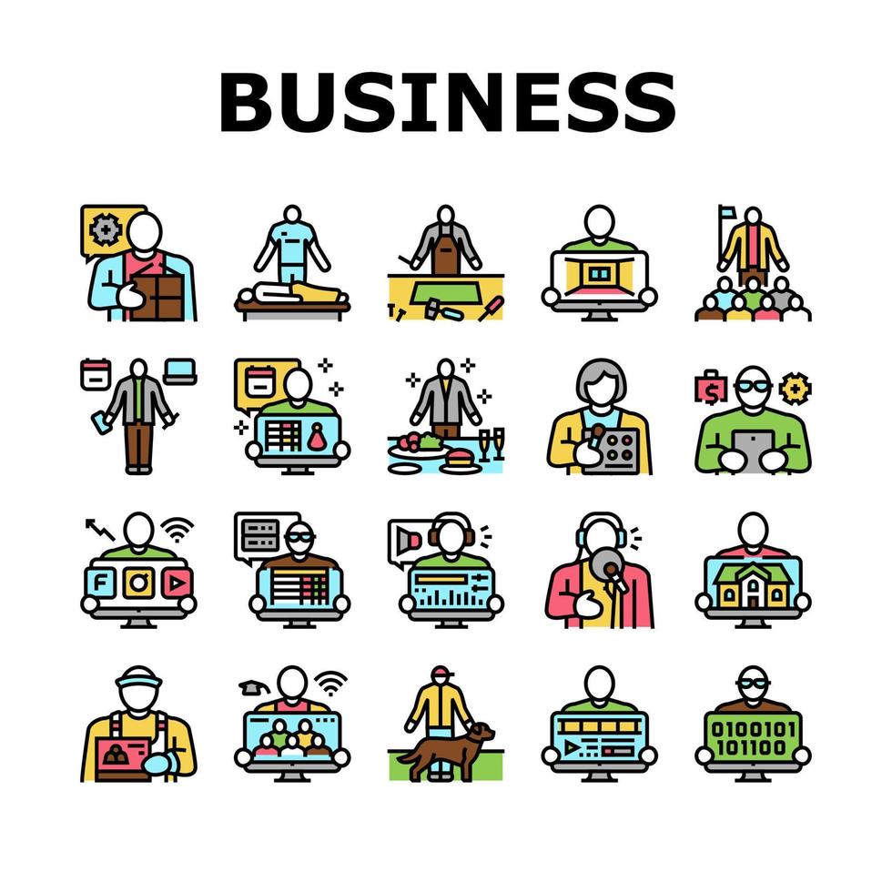 Small Business Entrepreneur Job Icons Set Vector