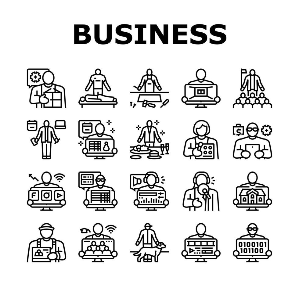 Small Business Entrepreneur Job Icons Set Vector