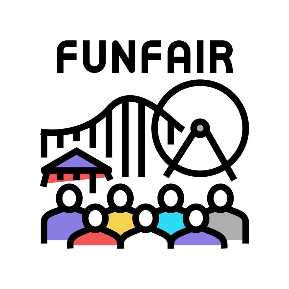 funfair amusement park color icon vector illustration