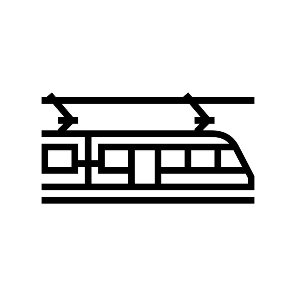 ilustración de vector de icono de línea de transporte de tranvía