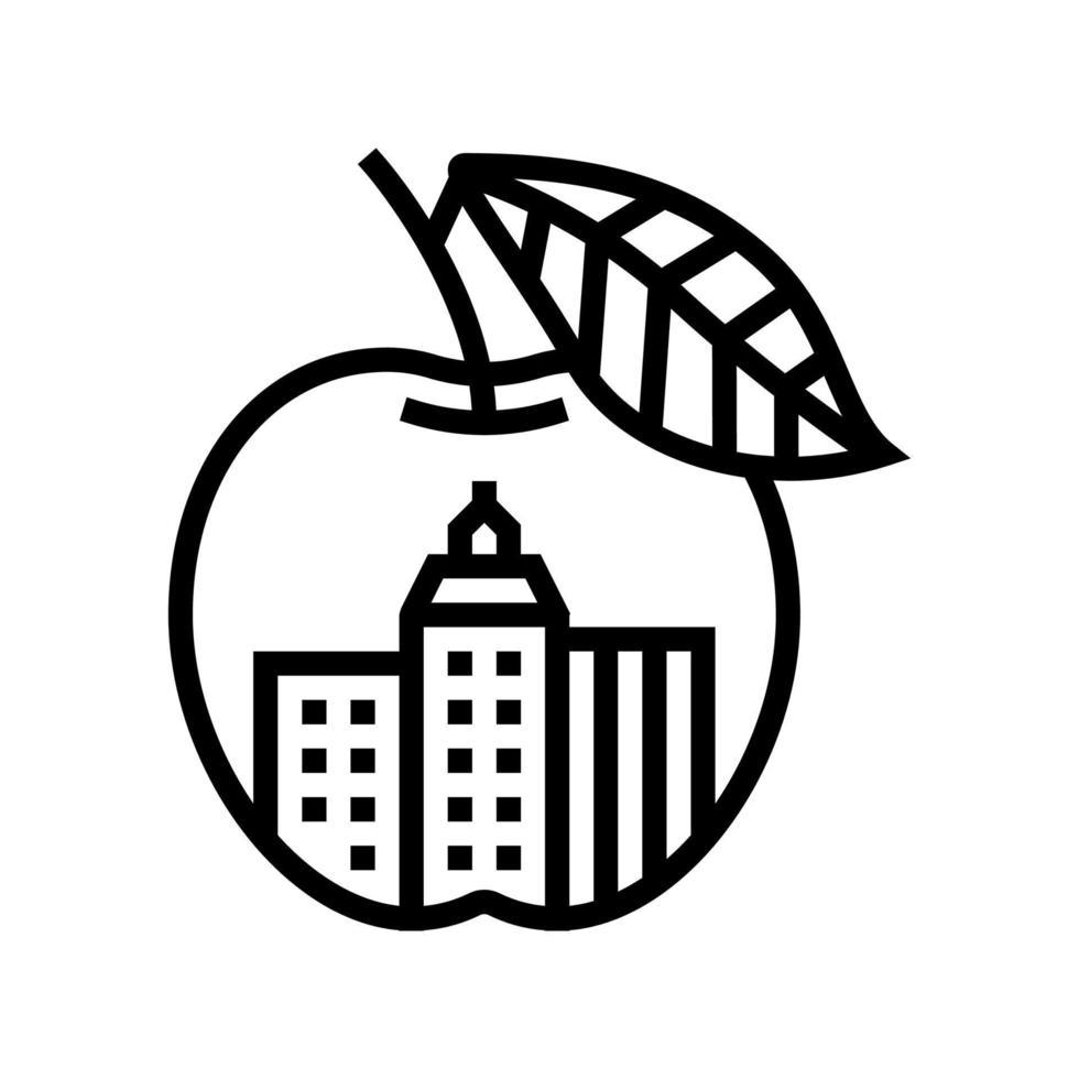 nyc gran manzana línea icono vector ilustración