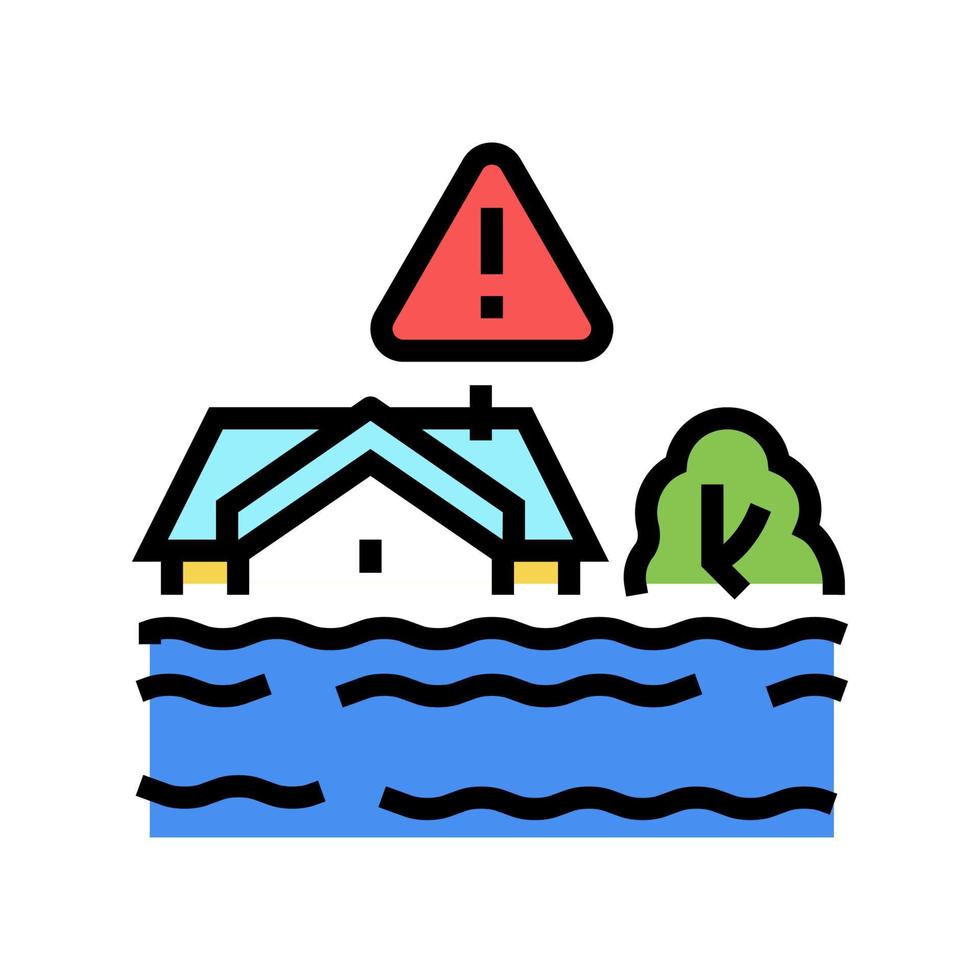 ilustración de vector de icono de color de tierra de inundación