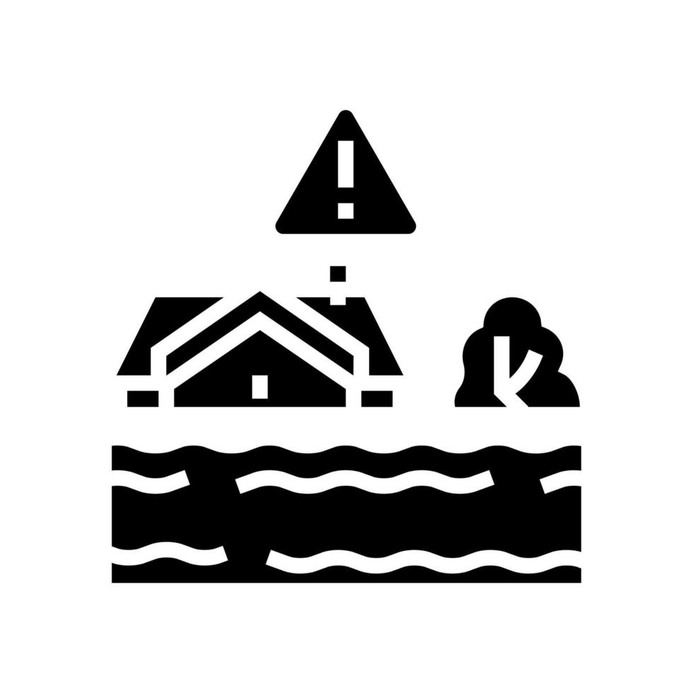 ilustración de vector de icono de glifo de tierra de inundación