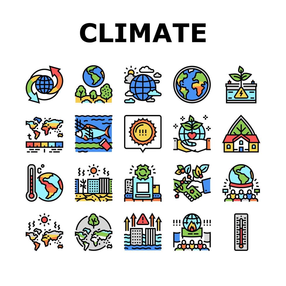 conjunto de iconos de cambio climático y medio ambiente vector