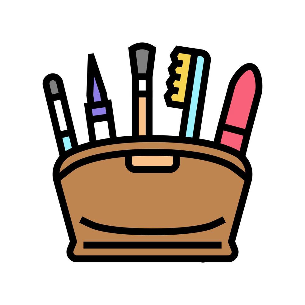 cosmetic accessories bag color icon vector illustration