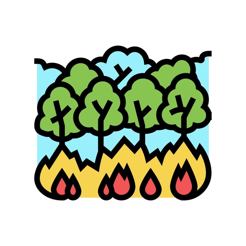 árbol fuego color icono vector ilustración