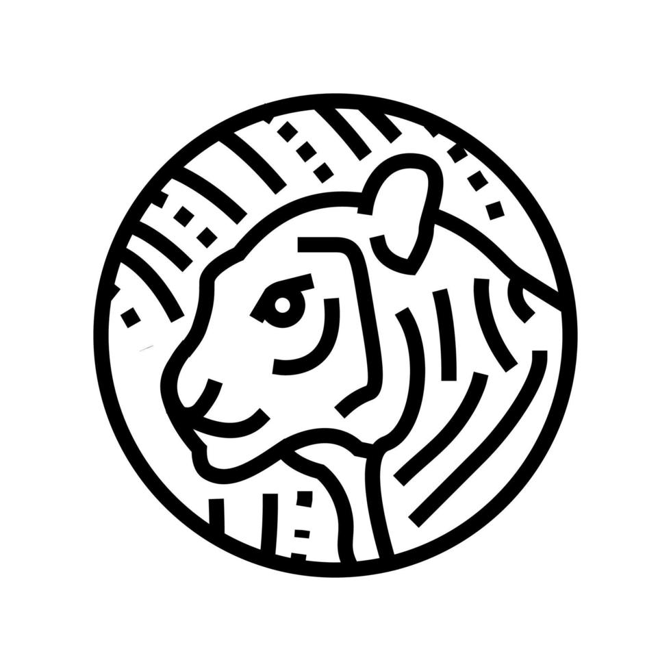 tigre horóscopo chino animal línea icono vector ilustración