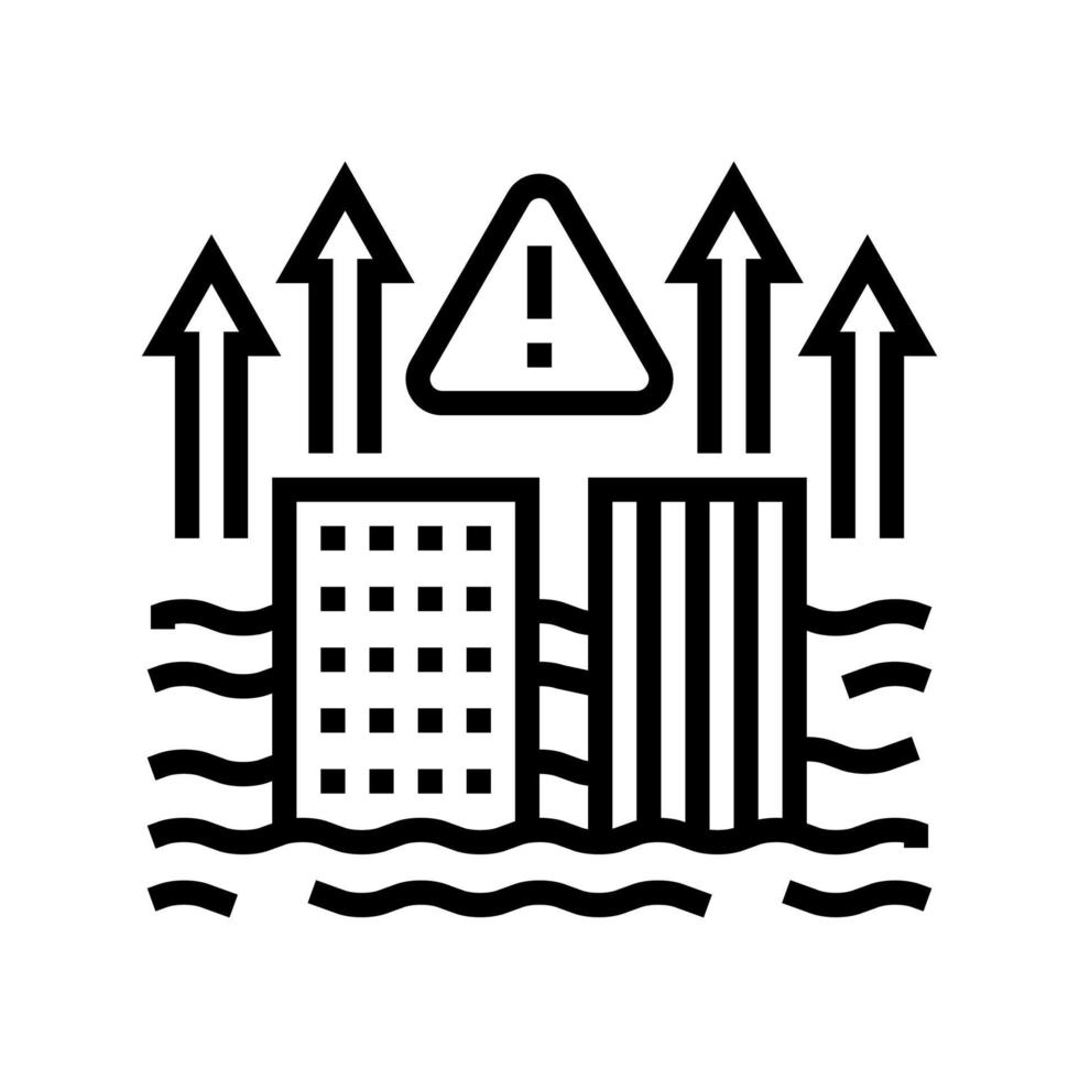 sea level problem line icon vector illustration