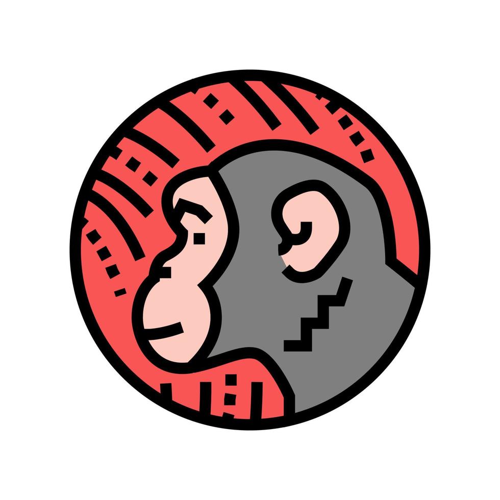 mono horóscopo chino animal color icono vector ilustración