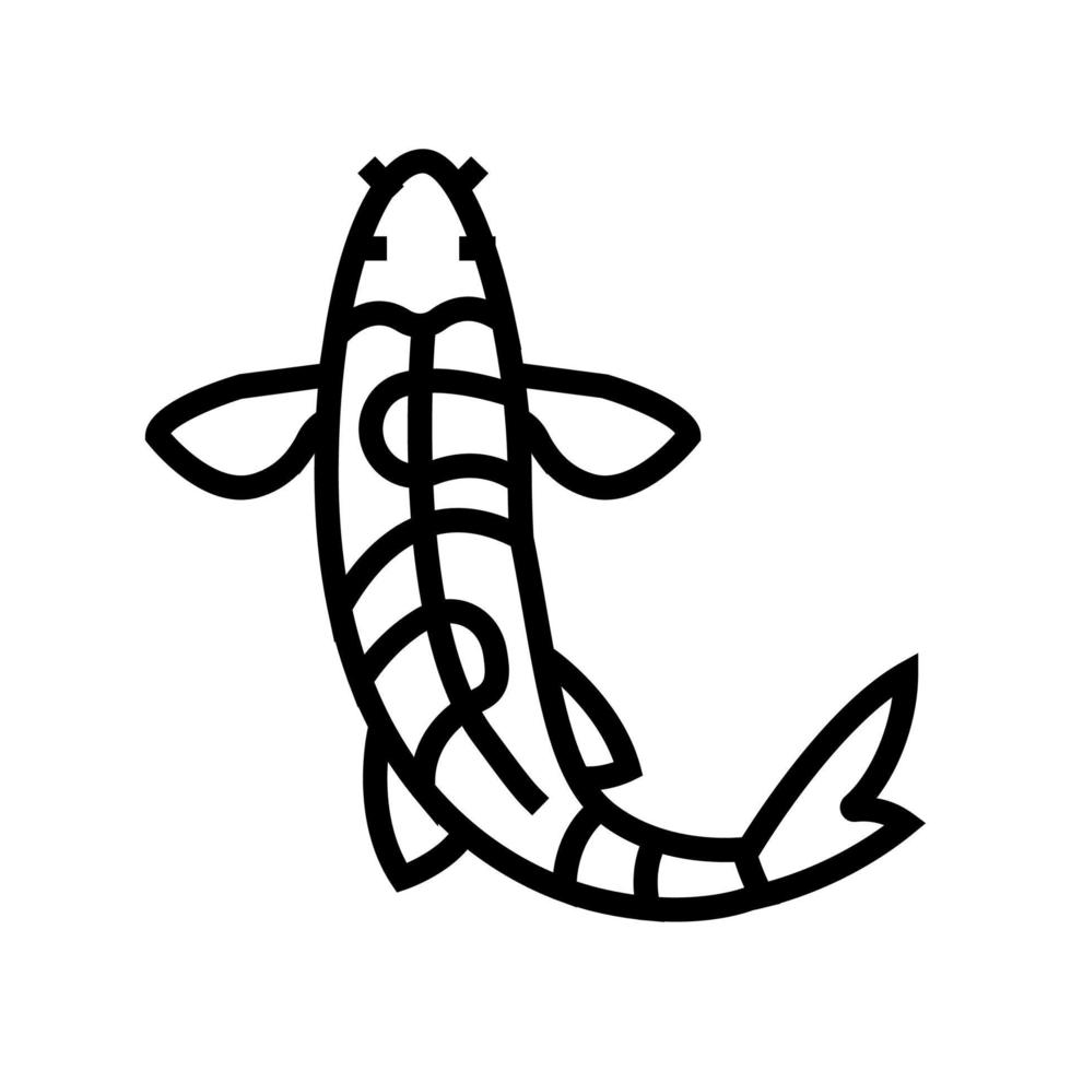 pez koi línea icono vector ilustración