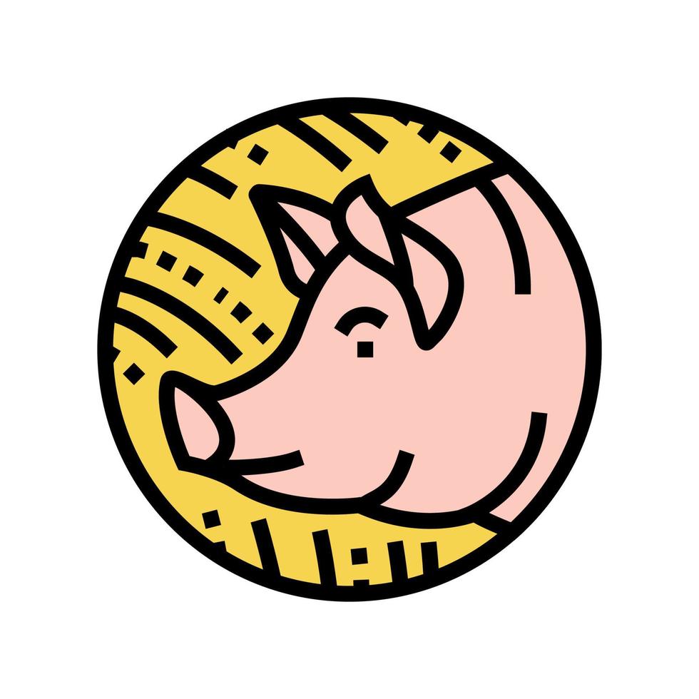 pig chinese horoscope animal color icon vector illustration