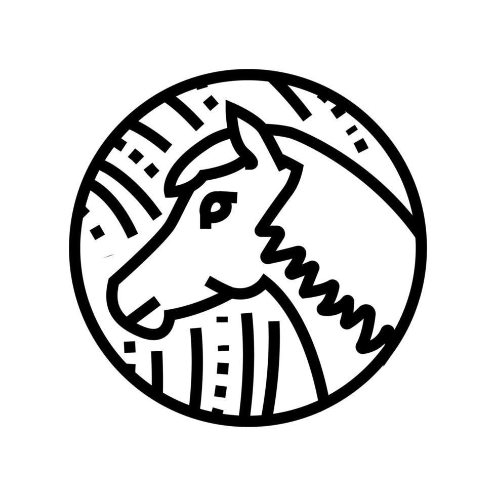 horse chinese horoscope animal line icon vector illustration