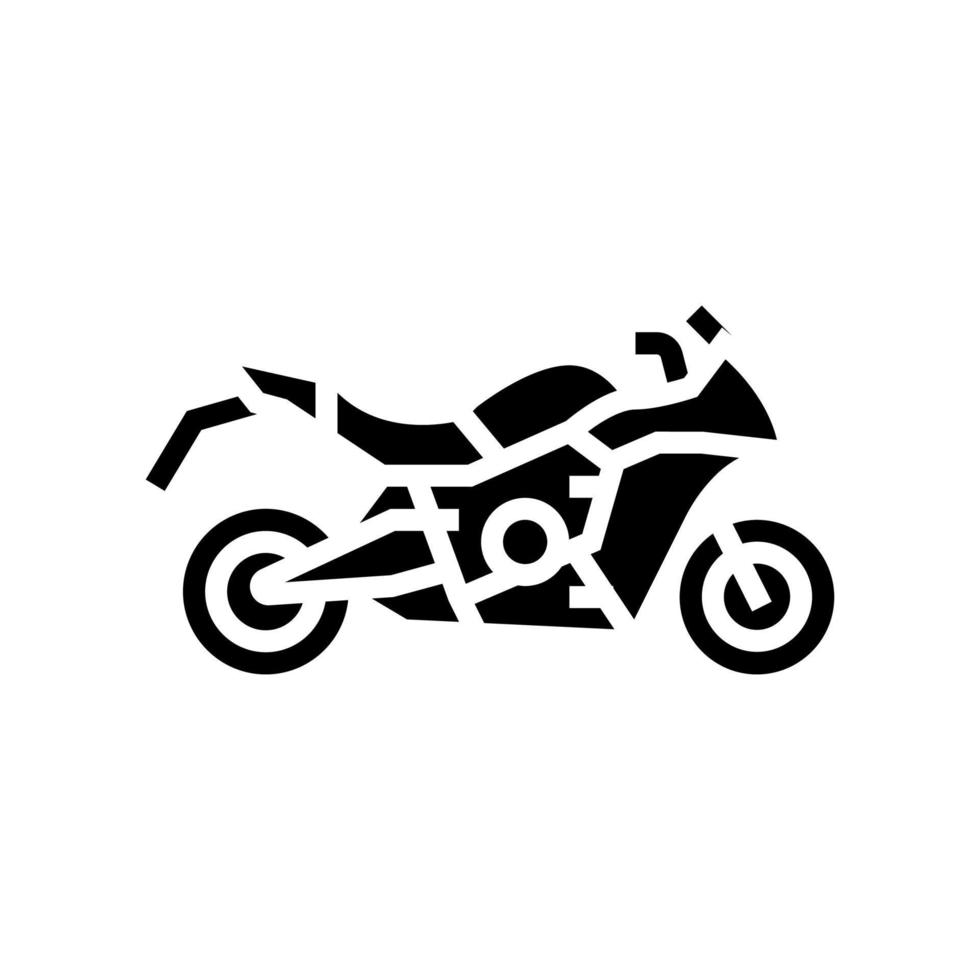 Ilustración de vector de icono de glifo de motocicleta de turismo deportivo