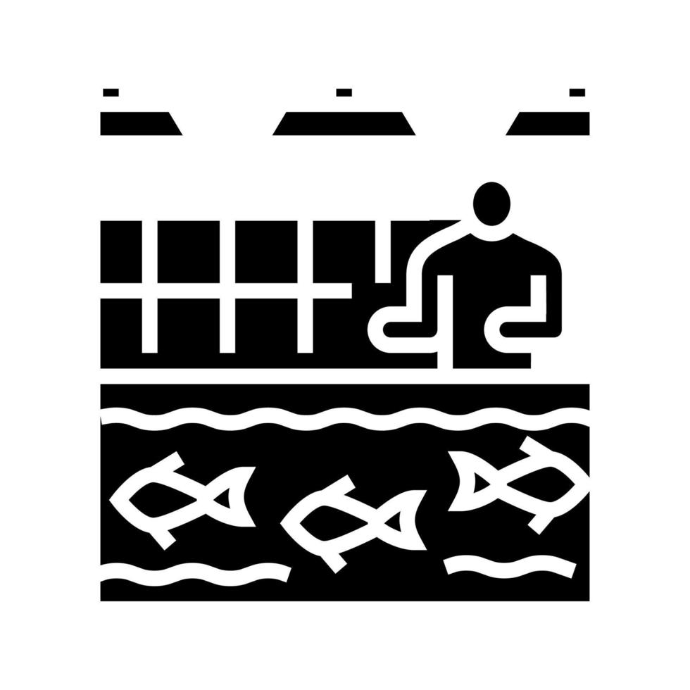 criaderos salmón glifo icono vector ilustración