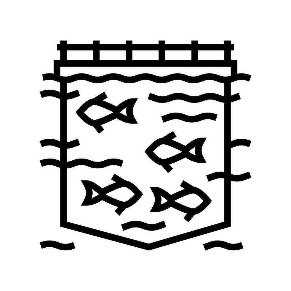 sea cages salmon line icon vector illustration