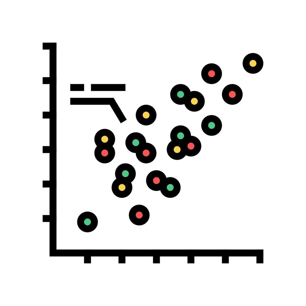 diagramas de dispersión icono de color ilustración vectorial vector