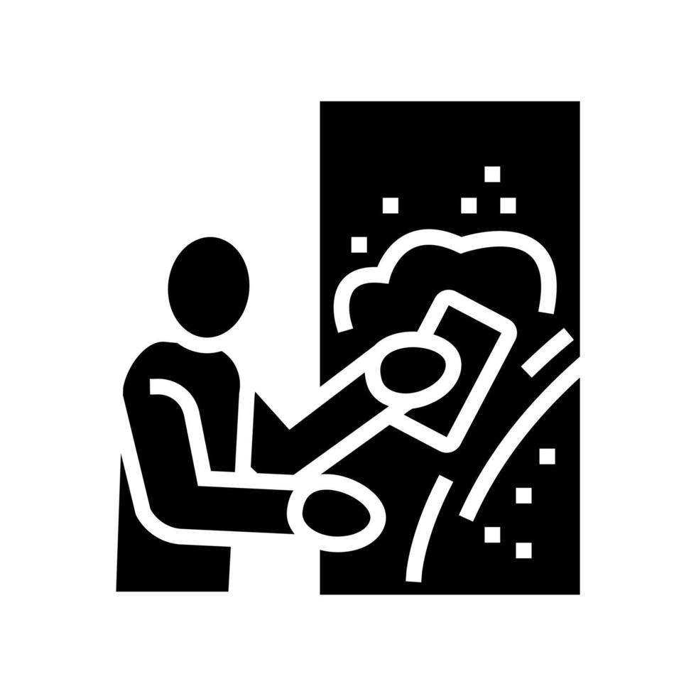 plasterer working glyph icon vector illustration