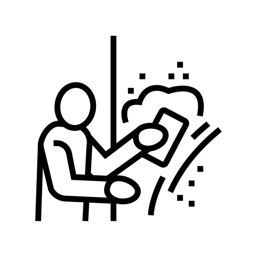 plasterer working line icon vector illustration