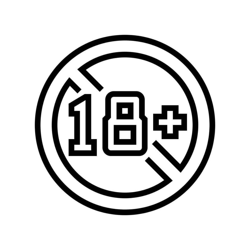 18 age restriction line icon vector illustration