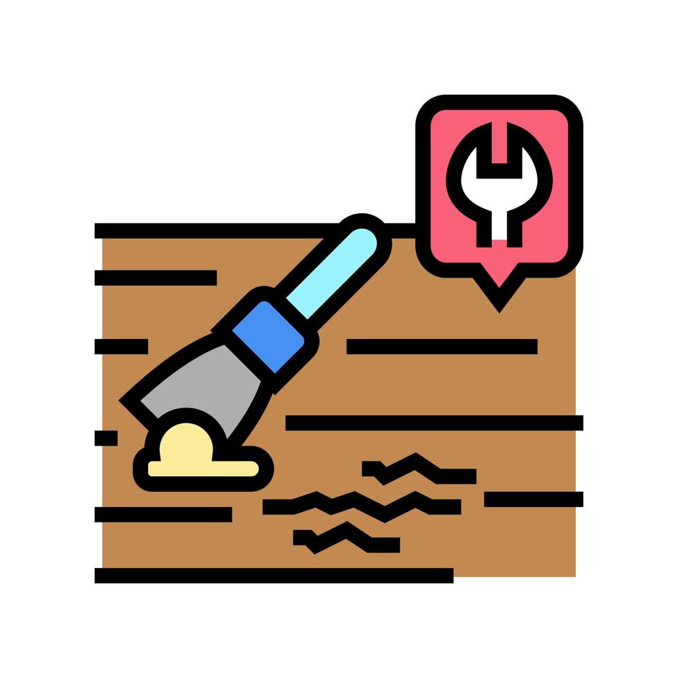 ilustración de vector de icono de color de reparación de arañazos de piso de madera