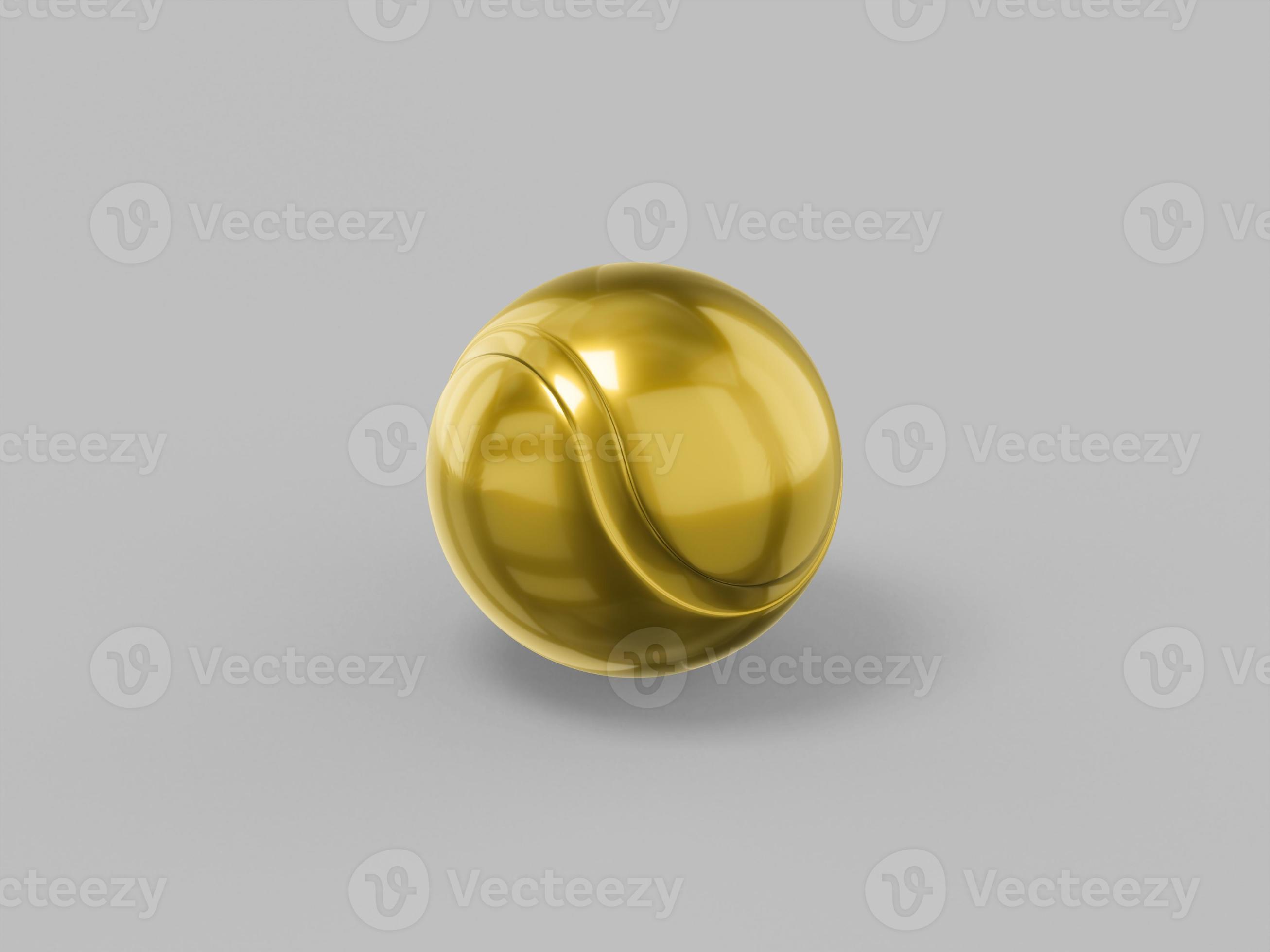 Golden mono color tennis ball on a gray solid background