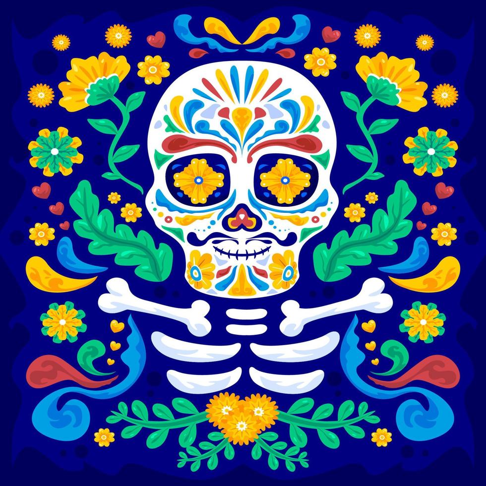 dia de los muertos calavera concepto de calavera de azúcar vector