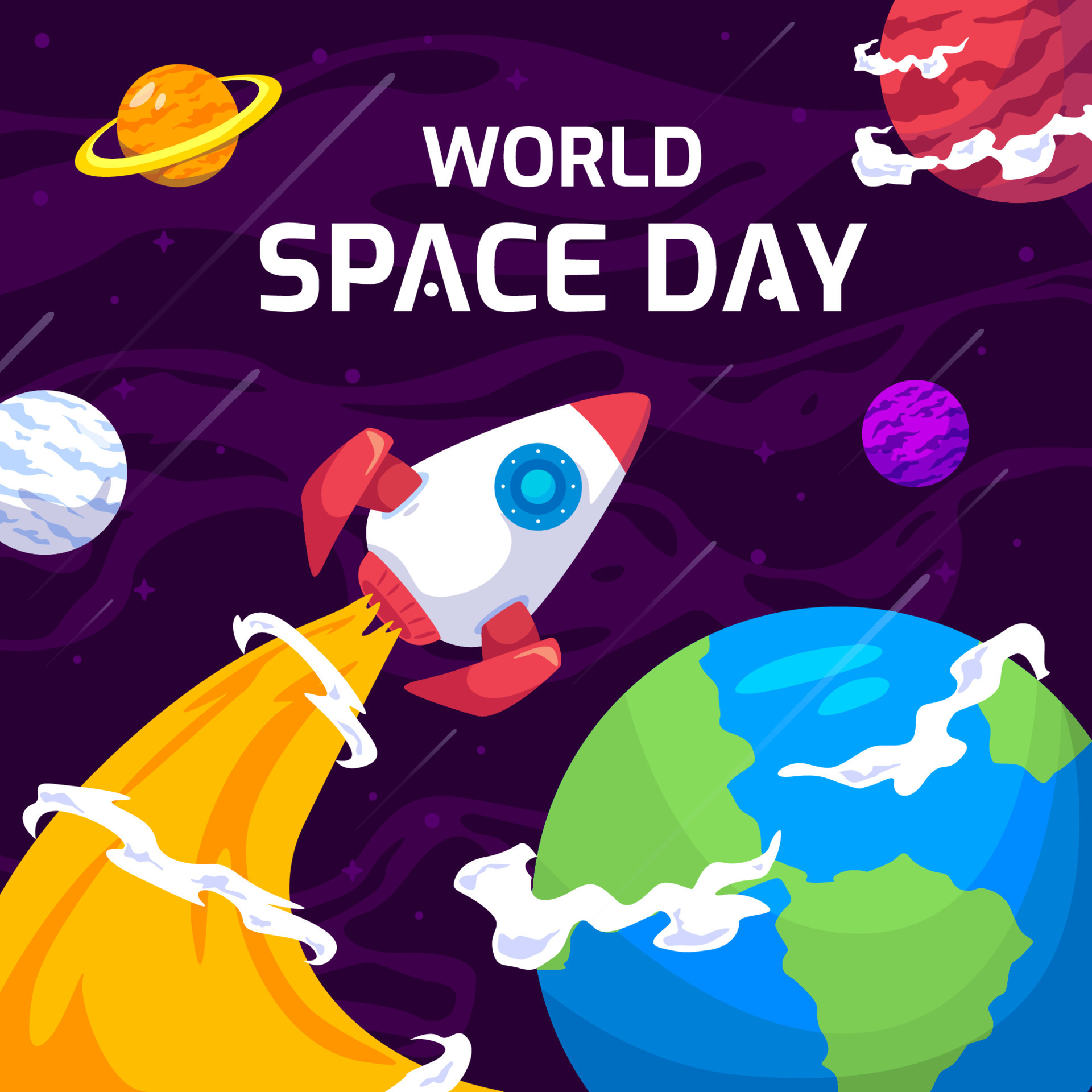 World Space Day With Rocket Concept 10223307 Vector Art at Vecteezy