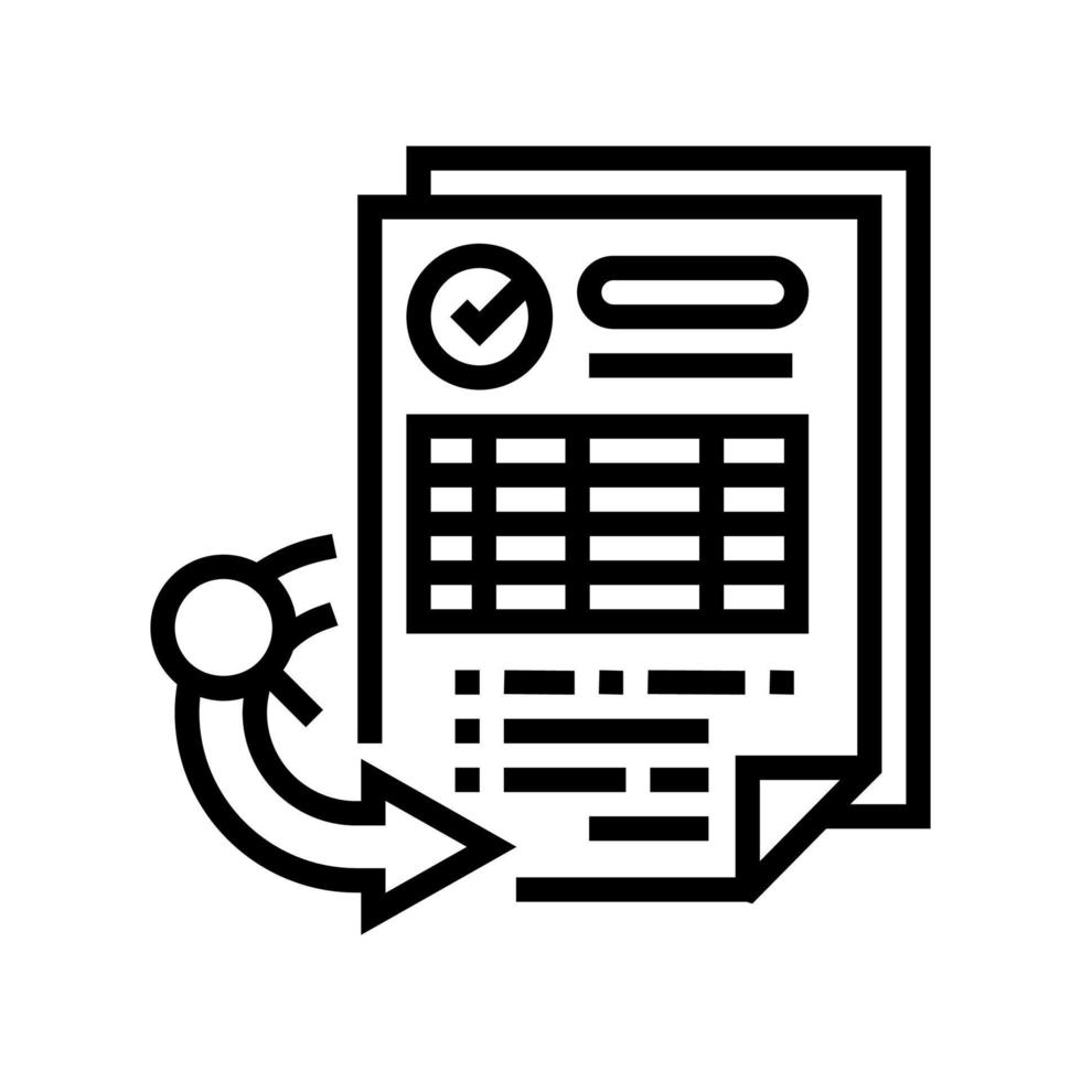 receiving report line icon vector illustration