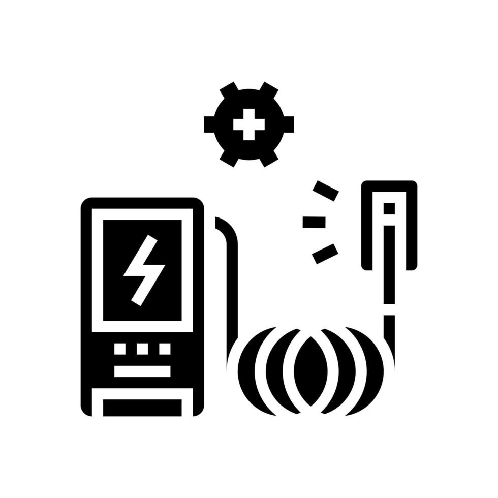 Ilustración de vector de icono de glifo de instalación de cargador ev