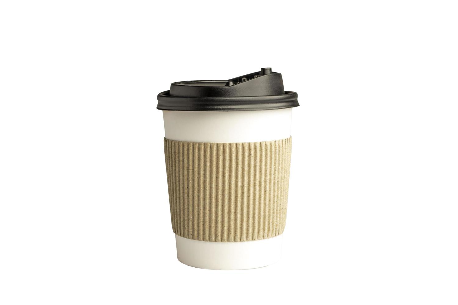 paper coffee cup on white background photo