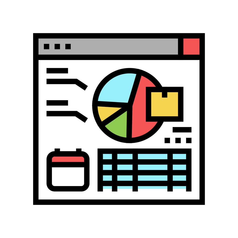 ilustración de vector de icono de color de informe de previsión de inventario