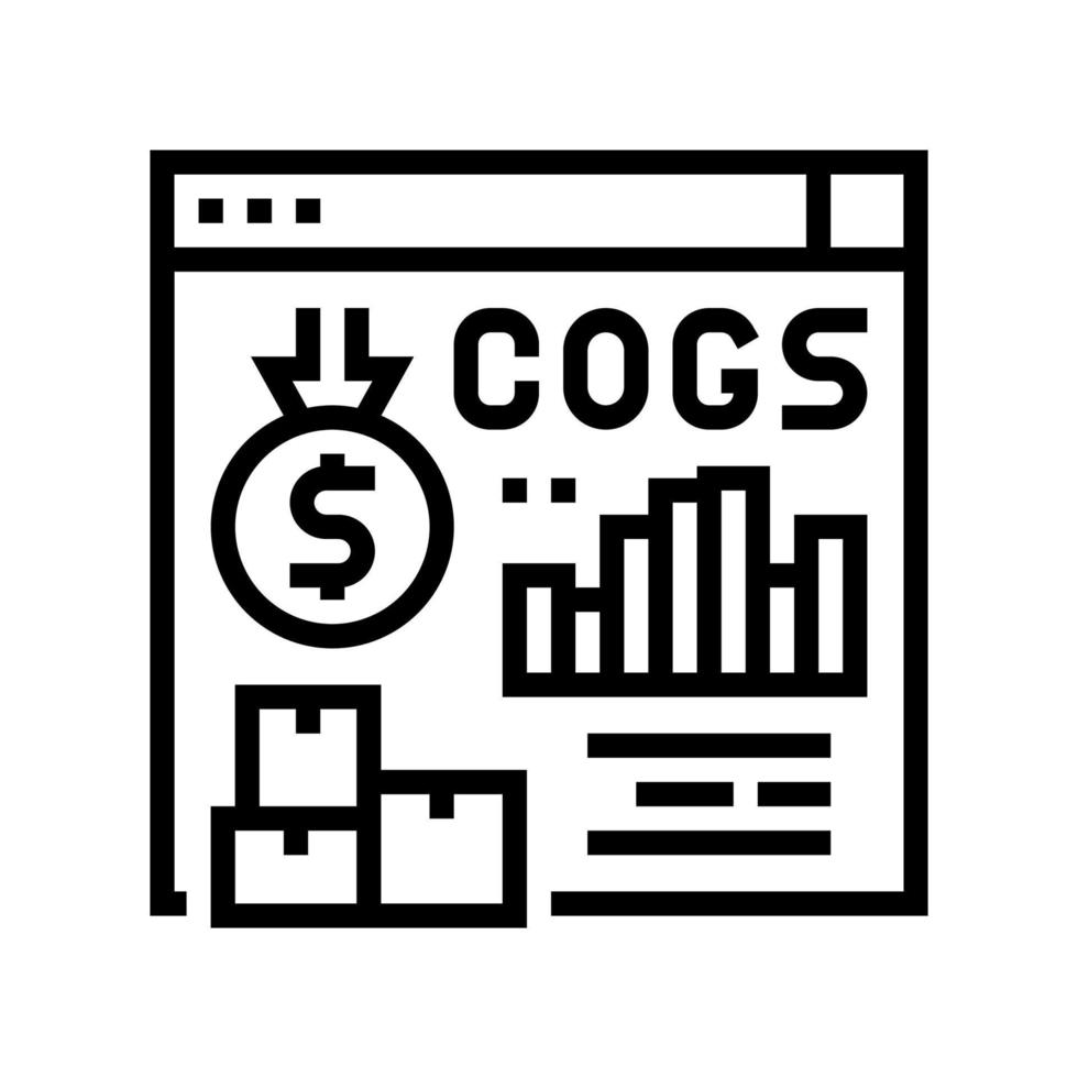 costo de bienes vendidos cogs informe línea icono vector ilustración